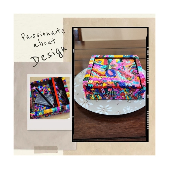 Hand Painted Beaded Memory Box - Picture 2 of 8